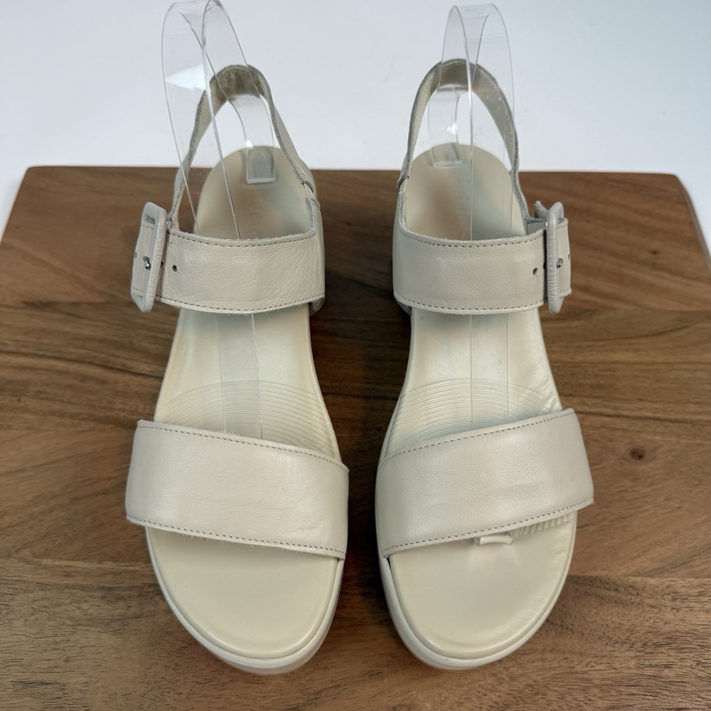 New Womens Naot Glamour Platform Leather Strappy Ivory Sandals Size 39 US 8-8.5